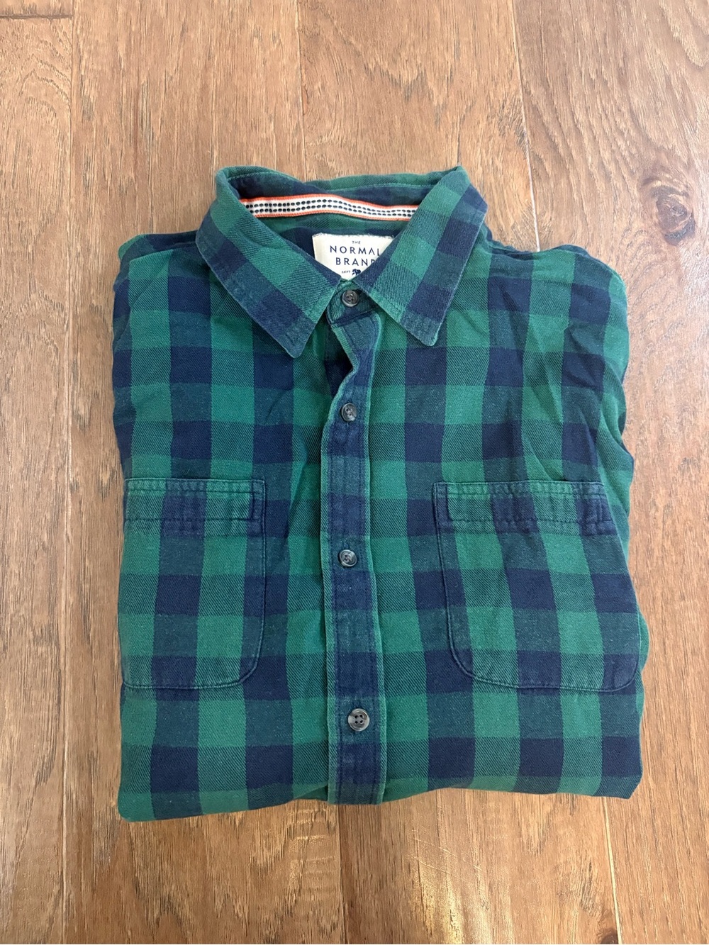 The Normal Brand Green & Navy Plaid Button-Down Shirt